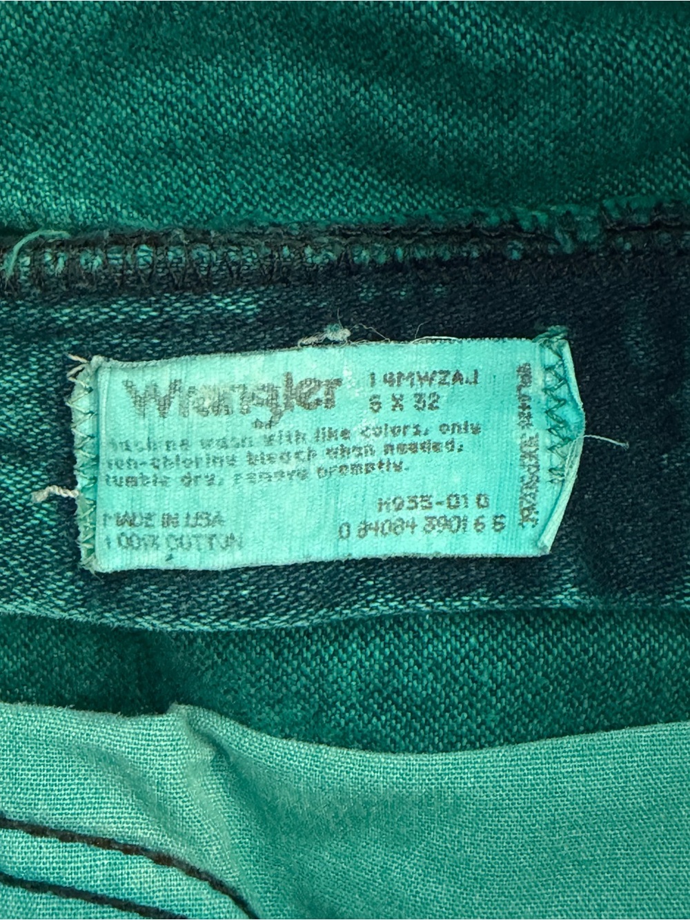 VTG 90s Wrangler Wedgie High Rise Cowgirl Jeans 14MWZ Teal Green Acid Wash 5x32 - Picture 6 of 8